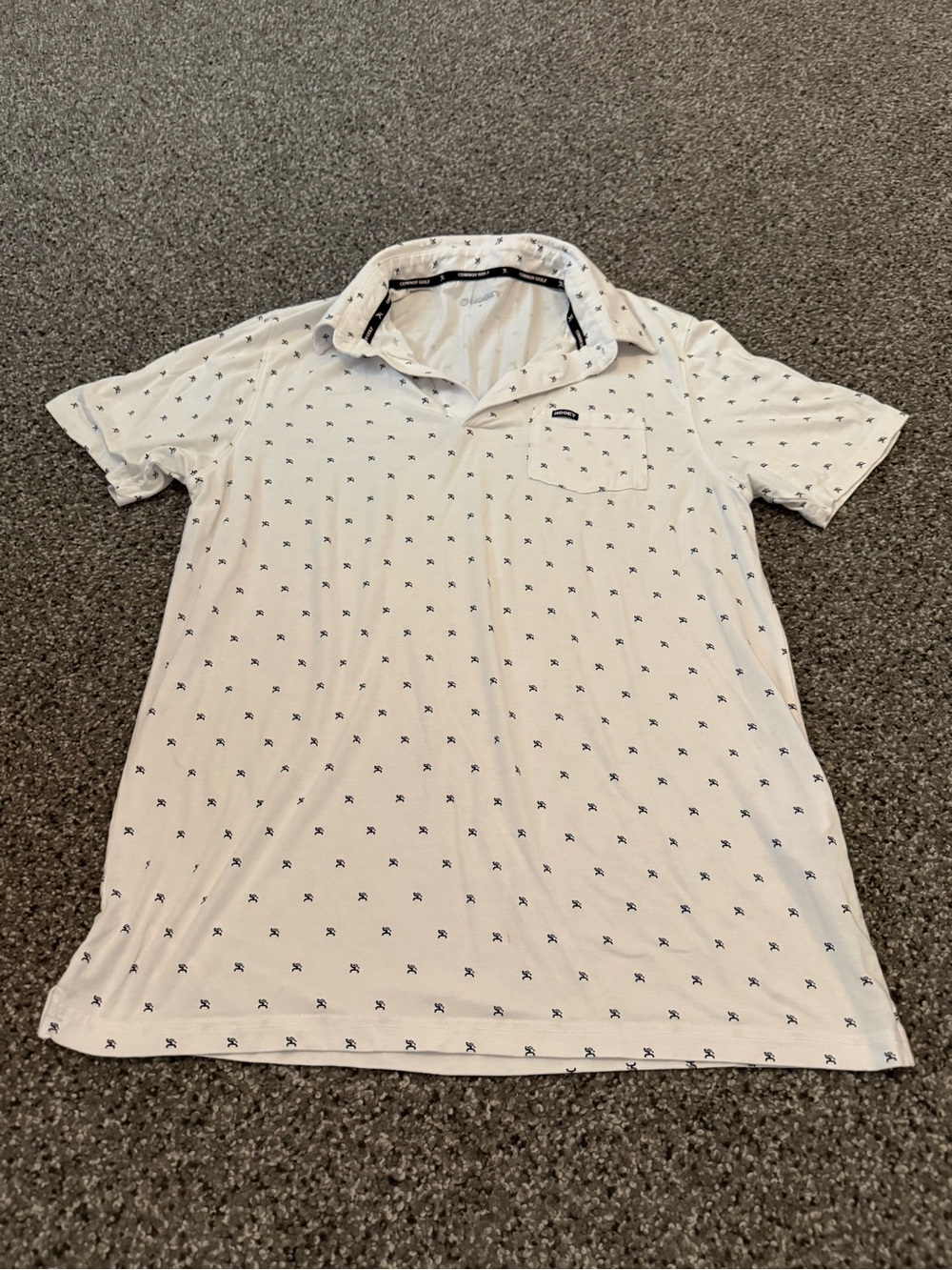 Hooey White Polo with Navy Micro Palm Print